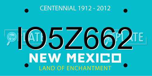 IO5Z662 New Mexico License Plate