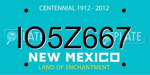 IO5Z667 New Mexico License Plate