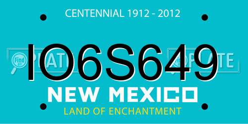 IO6S649 New Mexico License Plate