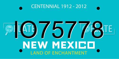 IO75778 New Mexico License Plate