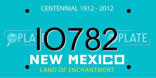 IO782 New Mexico License Plate