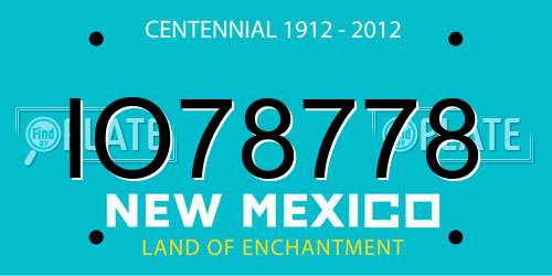 IO78778 New Mexico License Plate