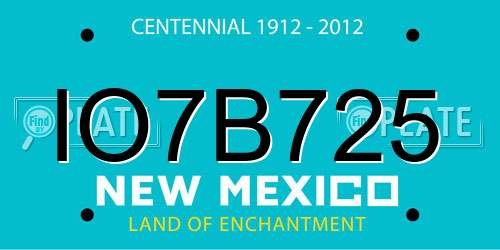 IO7B725 New Mexico License Plate