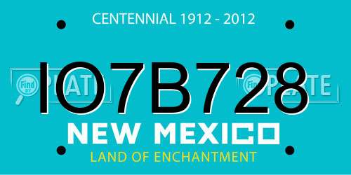 IO7B728 New Mexico License Plate