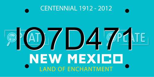 IO7D471 New Mexico License Plate