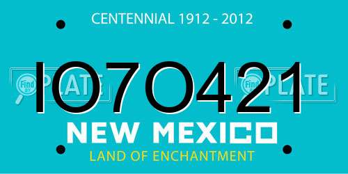 IO7O421 New Mexico License Plate
