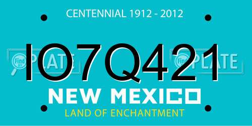 IO7Q421 New Mexico License Plate