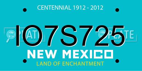 IO7S725 New Mexico License Plate