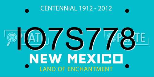 IO7S778 New Mexico License Plate