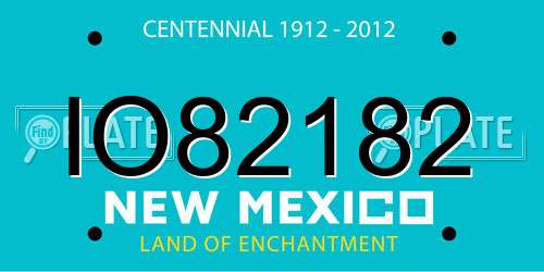 IO82182 New Mexico License Plate