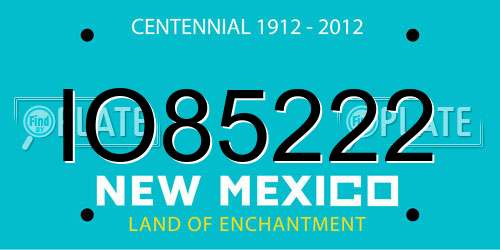 IO85222 New Mexico License Plate