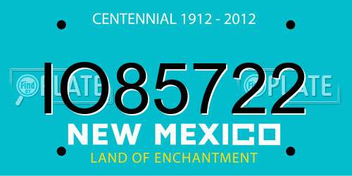 IO85722 New Mexico License Plate