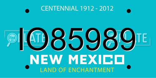 IO85989 New Mexico License Plate