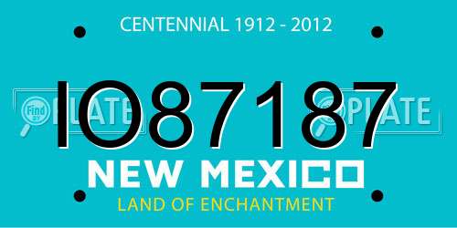 IO87187 New Mexico License Plate