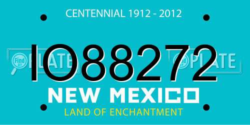 IO88272 New Mexico License Plate