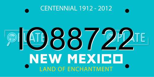 IO88722 New Mexico License Plate