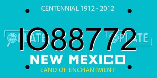 IO88772 New Mexico License Plate