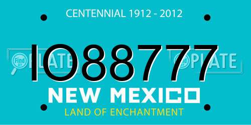IO88777 New Mexico License Plate