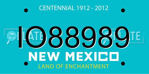 IO88989 New Mexico License Plate