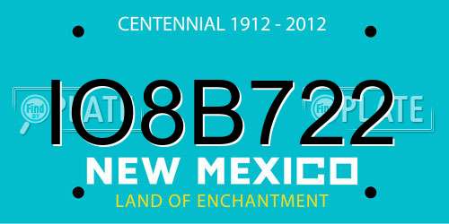 IO8B722 New Mexico License Plate