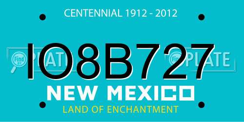 IO8B727 New Mexico License Plate