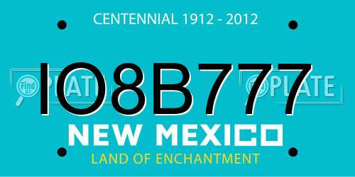 IO8B777 New Mexico License Plate