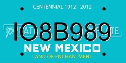 IO8B989 New Mexico License Plate