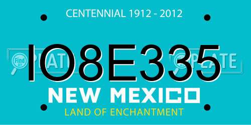 IO8E335 New Mexico License Plate