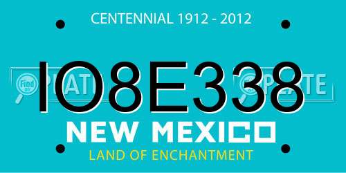 IO8E338 New Mexico License Plate