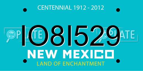 IO8I529 New Mexico License Plate