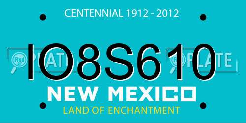 IO8S610 New Mexico License Plate