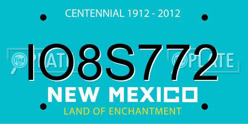 IO8S772 New Mexico License Plate