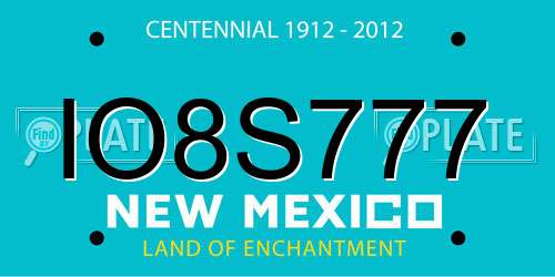 IO8S777 New Mexico License Plate