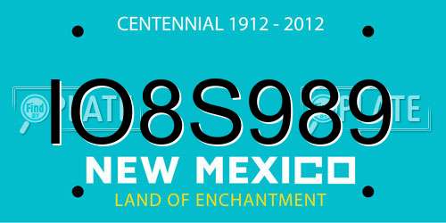 IO8S989 New Mexico License Plate