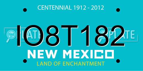 IO8T182 New Mexico License Plate