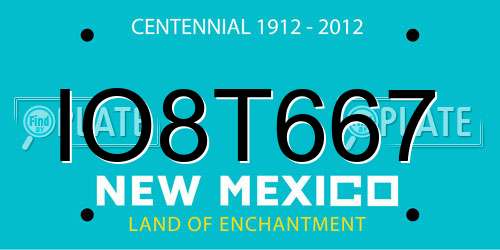 IO8T667 New Mexico License Plate