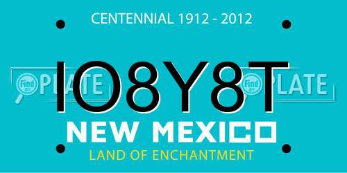 IO8Y8T New Mexico License Plate