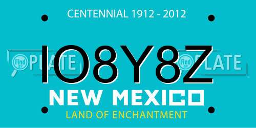 IO8Y8Z New Mexico License Plate