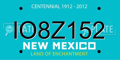 IO8Z152 New Mexico License Plate