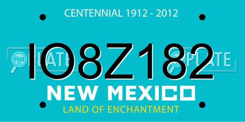 IO8Z182 New Mexico License Plate