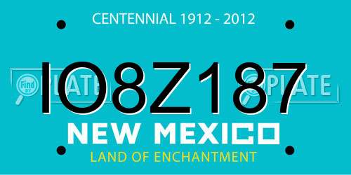 IO8Z187 New Mexico License Plate