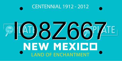 IO8Z667 New Mexico License Plate