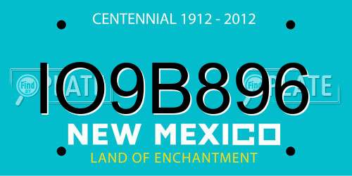 IO9B896 New Mexico License Plate