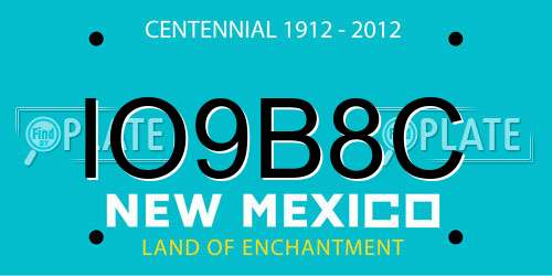 IO9B8C New Mexico License Plate