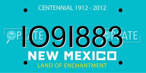 IO9I883 New Mexico License Plate