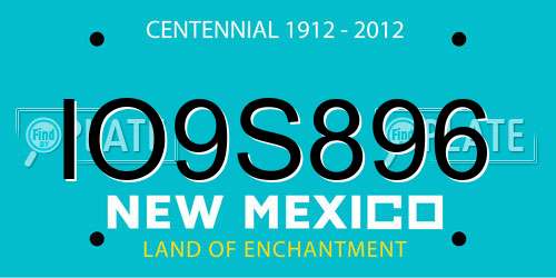 IO9S896 New Mexico License Plate