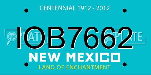IOB7662 New Mexico License Plate