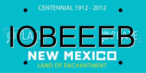 IOBEEEB New Mexico License Plate