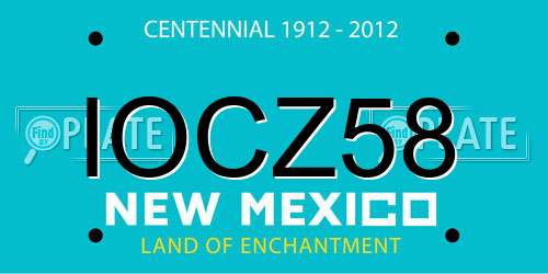 IOCZ58 New Mexico License Plate