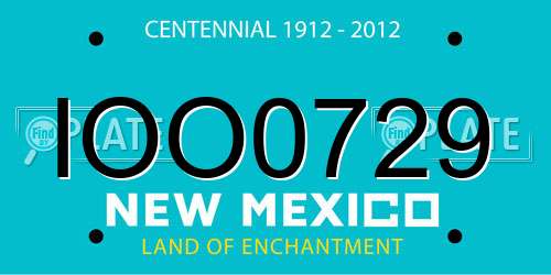 IOO0729 New Mexico License Plate